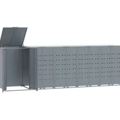 vidaXL skraldespandsskjuler 345x79x117 cm 5 rum stål grå Discount