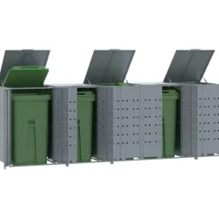 vidaXL skraldespandsskjuler 345x79x117 cm 5 rum stål grå Discount