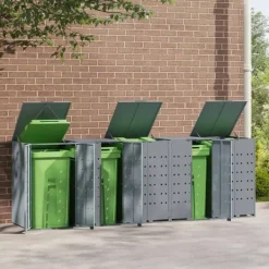 vidaXL skraldespandsskjuler 345x79x117 cm 5 rum stål grå Discount