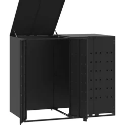 vidaXL skraldespandsskjuler 138x79x117 cm 2 rum stål sort Hot