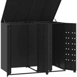 vidaXL skraldespandsskjuler 138x79x117 cm 2 rum stål sort Hot