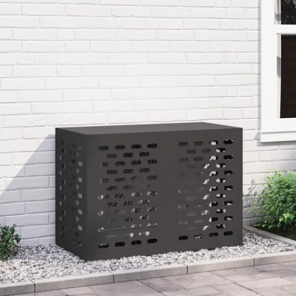 vidaXL Sort Stål 100 x 50 x 70 cm Slidstærk Airconditiondække Clearance