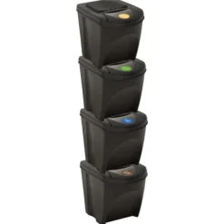 vidaXL Skraldespande & Papirkurve>stabelbare skraldespande 4 stk. 100 l antracitgrå - Affaldsspande & papirkurve