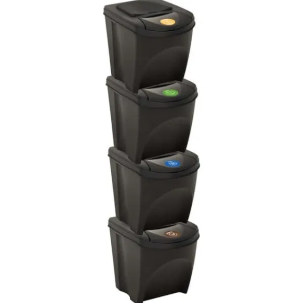vidaXL Skraldespande & Papirkurve>stabelbare skraldespande 4 stk. 100 l antracitgrå - Affaldsspande & papirkurve