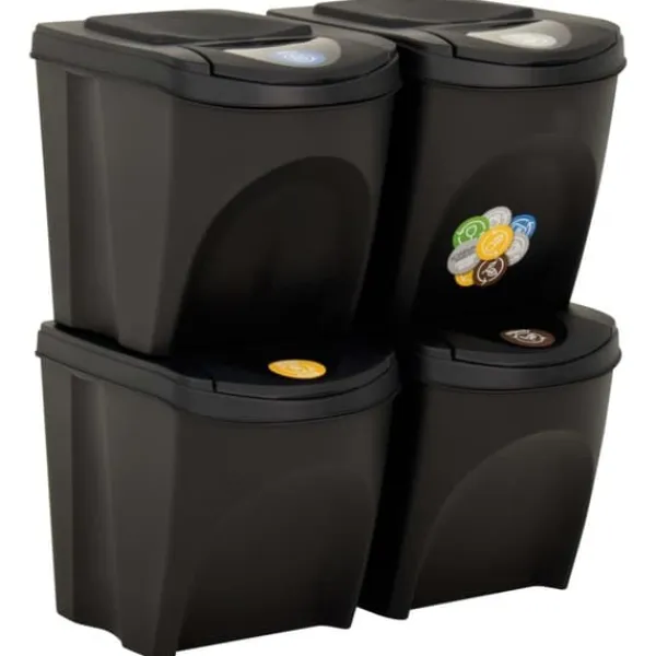 vidaXL Skraldespande & Papirkurve>stabelbare skraldespande 4 stk. 100 l antracitgrå - Affaldsspande & papirkurve