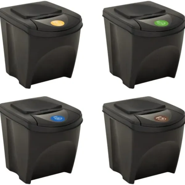 vidaXL Skraldespande & Papirkurve>stabelbare skraldespande 4 stk. 100 l antracitgrå - Affaldsspande & papirkurve