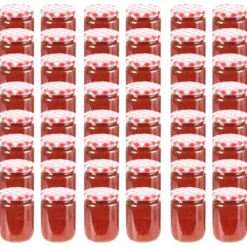 vidaXL Honningkrukker>syltetøjsglas 48 stk. med hvide og røde låg 230 ml - Honningkrukker