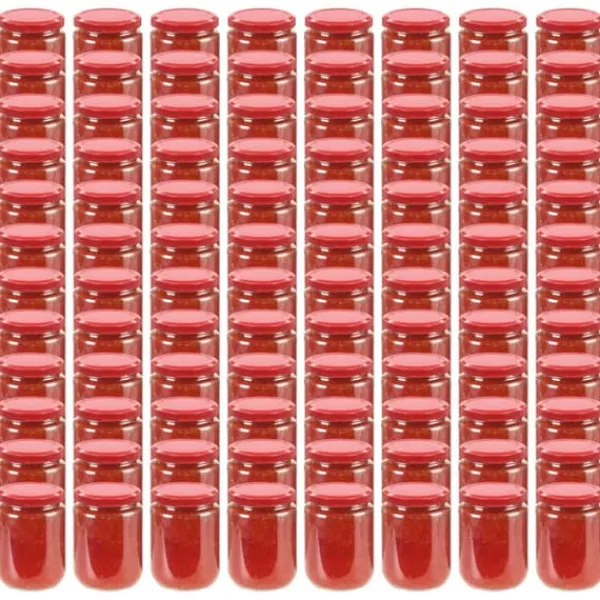 vidaXL syltetøjsglas 96 stk. med røde låg 230 ml - Honningkrukker Online