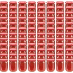 vidaXL syltetøjsglas 96 stk. med røde låg 230 ml - Honningkrukker Online