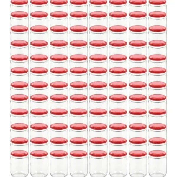 vidaXL syltetøjsglas 96 stk. med røde låg 230 ml - Honningkrukker Online