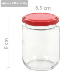 vidaXL syltetøjsglas 96 stk. med røde låg 230 ml - Honningkrukker Online