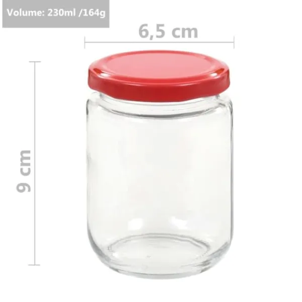 vidaXL syltetøjsglas 96 stk. med røde låg 230 ml - Honningkrukker Online