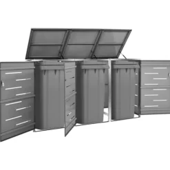 vidaXL Tilbehør Til Affaldshåndtering>tredobbelt skraldespandsskjuler 207x77,5x112,5 cm rustfrit stål - Affaldsspandsskjulere