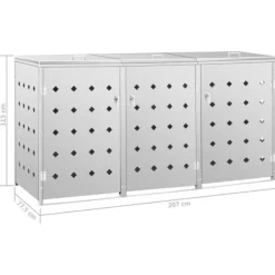 vidaXL tredobbelt skraldespandsskur 240 l rustfrit stål - Affaldsspandsskjulere Sale