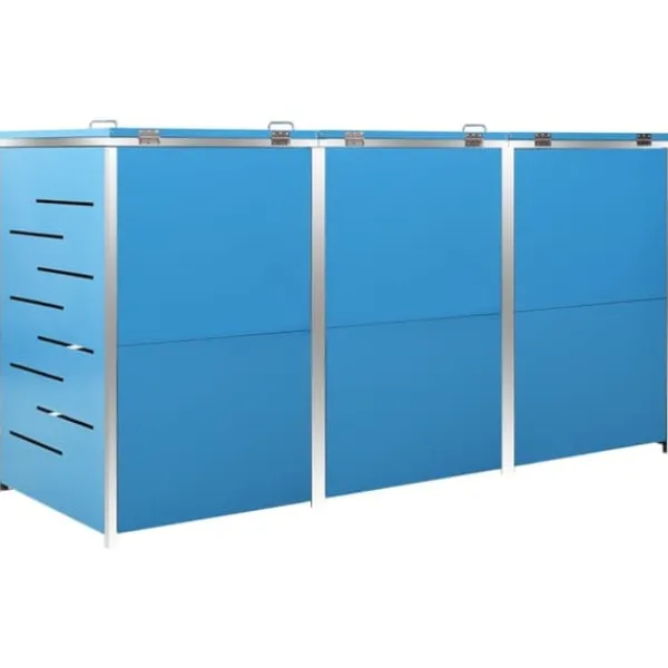 vidaXL Tilbehør Til Affaldshåndtering>tredobbelt skraldespandsskjuler 207x77,5x112,5 cm rustfrit stål - Affaldsspandsskjulere