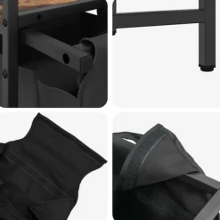 vidaXL vasketøjskurv 3 rum med hylde røget egetræsfarve Online