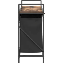 vidaXL vasketøjskurv 3 rum med hylde røget egetræsfarve Online