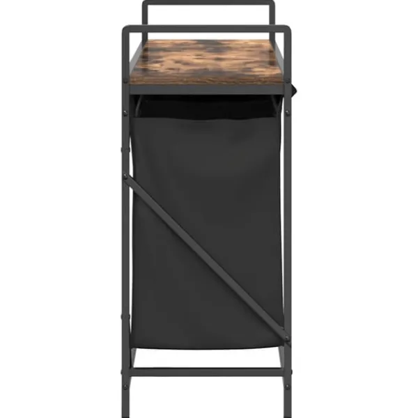 vidaXL vasketøjskurv 3 rum med hylde røget egetræsfarve Online