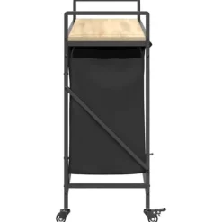 vidaXL vasketøjskurv 3 rum med hjul sonoma-eg Outlet