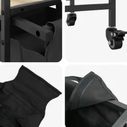 vidaXL vasketøjskurv 3 rum med hjul sonoma-eg Outlet