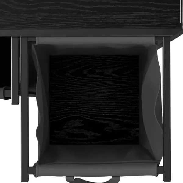 vidaXL vasketøjskurv 3 rum med hjul sort egetræsfarve Hot