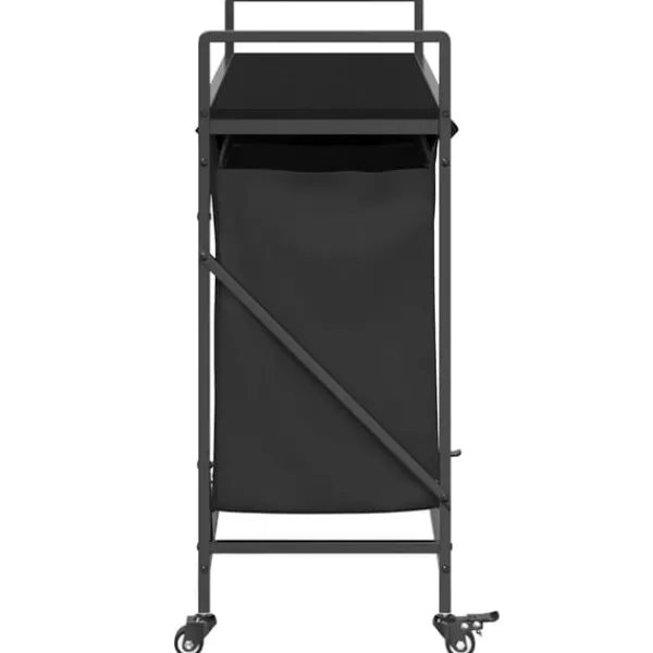 vidaXL vasketøjskurv 3 rum med hjul sort egetræsfarve Hot