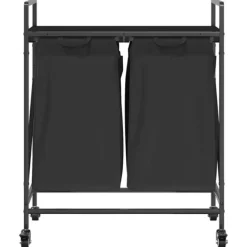 vidaXL vasketøjskurv 2 rum med hjul sort egetræsfarve Hot