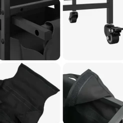 vidaXL vasketøjskurv 2 rum med hjul sort egetræsfarve Hot