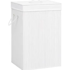 vidaXL Vasketøjsudstyr>vasketøjskurv med 2 rum 72 l bambus hvid - Vasketøjskurve