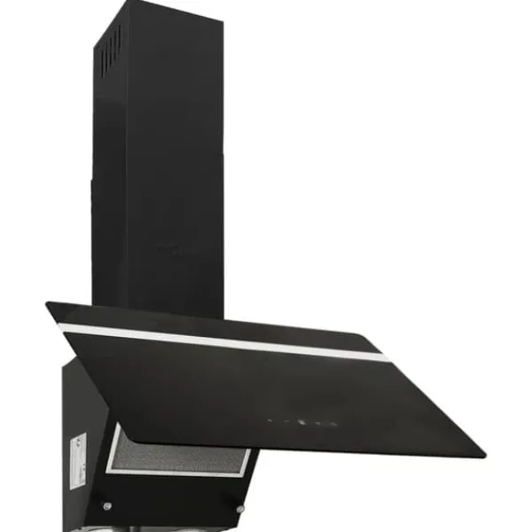 vidaXL væghængt emhætte 60 cm stål og hærdet glas sort - Emhætter Clearance