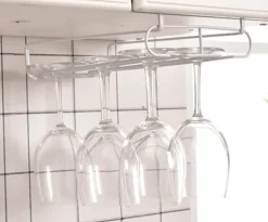 Vin glasophæng i metal til 6 glas, Hvid Sale