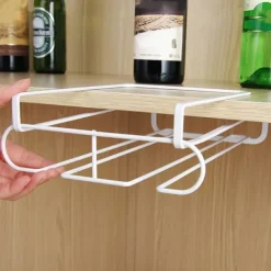 Vin glasophæng i metal til 6 glas, Hvid Sale