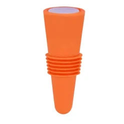 Vinprop i fødevarekvalitet, silikone i rustfrit stål, 6,1x2,35 cm, dekorativ, praktisk, genanvendelig, vinprop til dekoration, orange Clearance