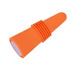 Vinprop i fødevarekvalitet, silikone i rustfrit stål, 6,1x2,35 cm, dekorativ, praktisk, genanvendelig, vinprop til dekoration, orange Clearance