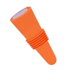 Vinprop i fødevarekvalitet, silikone i rustfrit stål, 6,1x2,35 cm, dekorativ, praktisk, genanvendelig, vinprop til dekoration, orange Clearance