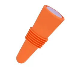 Vinprop i fødevarekvalitet, silikone i rustfrit stål, 6,1x2,35 cm, dekorativ, praktisk, genanvendelig, vinprop til dekoration, orange Clearance