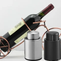 Vinpropper, ægte vakuumpropper, genanvendelig vinbeholder, vinkorker holder sig friske, de bedste jule- og fødselsdagsgaver til vinelskere. Sort Discount