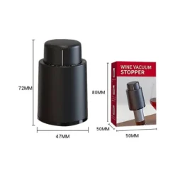 Vinpropper, ægte vakuumpropper, genanvendelig vinbeholder, vinkorker holder sig friske, de bedste jule- og fødselsdagsgaver til vinelskere. Sort Discount
