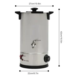 Vokssmelter til stearinlys - Smeltegryde med hane - 10 L - 304 Rustfrit Stål - Termostat 30–110 °C - 1800 W - 220–240 V - Sølv Sale