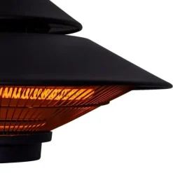 Vonroc Terrassevarmer - Albano - 1500W | Infrarød | Sort | IP44 | Til tag, veranda, parasol | Inkl. Fjernbetjening. Best