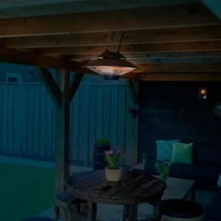 Vonroc Terrassevarmer - Albano - 1500W | Infrarød | Sort | IP44 | Til tag, veranda, parasol | Inkl. Fjernbetjening. Best