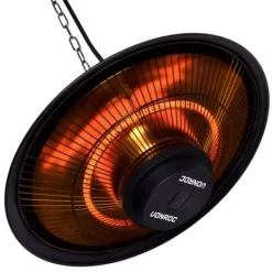 Vonroc Terrassevarmer - Albano - 1500W | Infrarød | Sort | IP44 | Til tag, veranda, parasol | Inkl. Fjernbetjening. Best