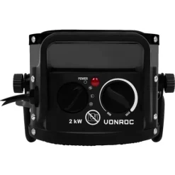 Vonroc Varmeblæser - 2000W | 20m2 - Keramisk | 3 Indstillinger | Bærbar til Bolig, Camping og Garage | Grå