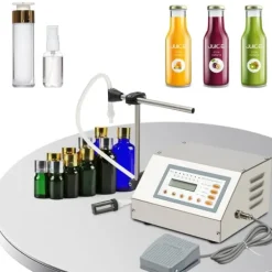 Drikkevareautomater>Væskefyldemaskine - Automatisk flaskepåfylder - 30 W - Digital styring - Til kosmetik og olie - 220 V EU-standard - Sølv