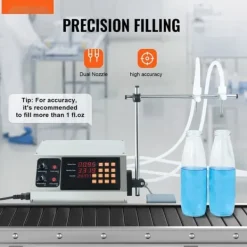 Væskefyldningsmaskine med kapacitet 30-4000 ml, automatisk flasketapping, digital kontrol til mælk, vand, vin og alkohol. Hot