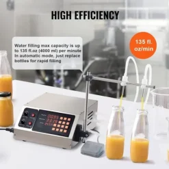Væskefyldningsmaskine med kapacitet 30-4000 ml, automatisk flasketapping, digital kontrol til mælk, vand, vin og alkohol. Hot