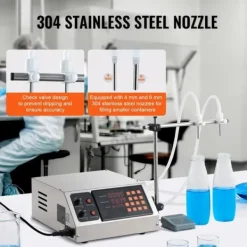 Væskefyldningsmaskine med kapacitet 30-4000 ml, automatisk flasketapping, digital kontrol til mælk, vand, vin og alkohol. Hot