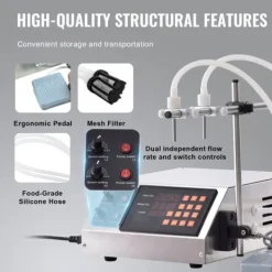 Væskefyldningsmaskine med kapacitet 30-4000 ml, automatisk flasketapping, digital kontrol til mælk, vand, vin og alkohol. Hot