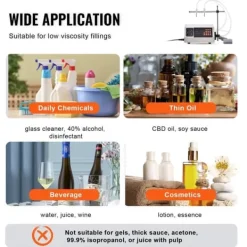 Væskefyldningsmaskine med kapacitet 30-4000 ml, automatisk flasketapping, digital kontrol til mælk, vand, vin og alkohol. Hot