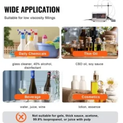 Væskepåfyldningsmaskine, 34x26x14 cm, rustfrit stål, automatisk påfyldning